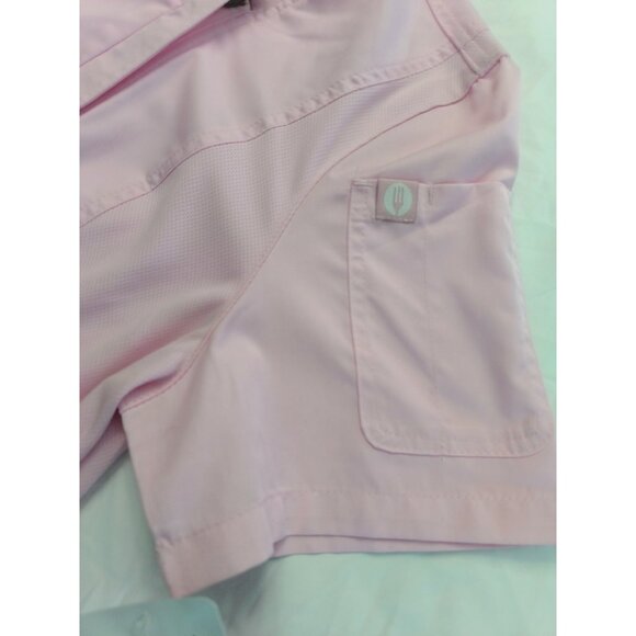 New Chef Works Pink Short Sleeve Work Women Shirt Size Medium Top Zip Complete - Picture 3 of 15
